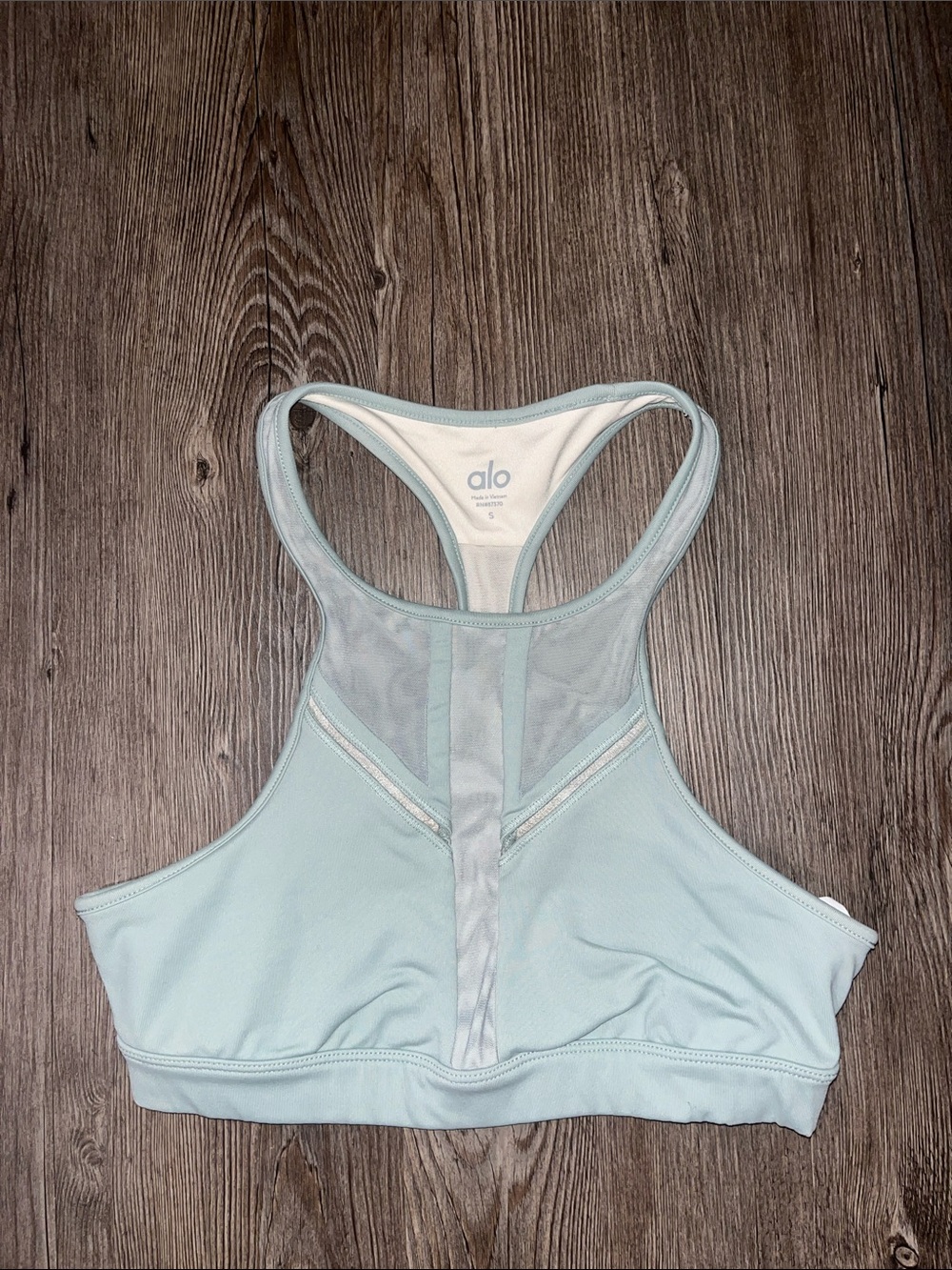 ALO Yoga Sage Green High-Neck Racerback Sports Bralette